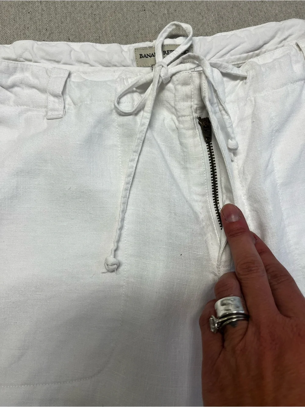 Banana Republic White Linen Drawstring Pants Women’s Size 12 Wide Leg